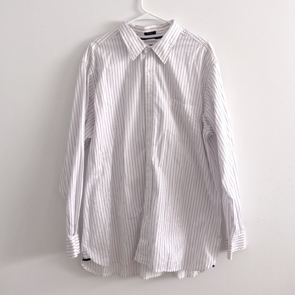 Gap White And Purple Vertical Striped Button Down Shirt Size XXL 100% Cotton